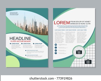 Modern business two-sided flyer, booklet, brochure cover, annual report vector design template