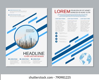 Modern business two-sided flyer, booklet, brochure cover, annual report vector design template