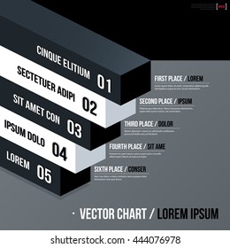 Modern business vector chart template with 3d isometric elements on gray background. Neutral corporate style.