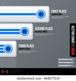Modern business vector chart template with horizontal white stripes on gray background. Neutral corporate style.