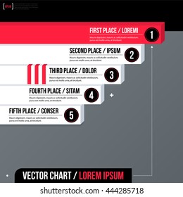 Modern business vector chart template with white 3d stripes on gray background. Neutral corporate style.