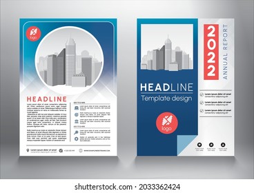 Modern Business vector template design.  Abstract  brochure cover design,  modern layout, annual report, poster, flyer in A4 size with blue and red colors.
