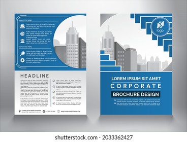 Modern Business vector template design.  Abstract  brochure cover design,  modern layout, annual report, poster, flyer in A4 size with blue color.