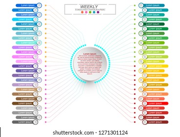 Modern business vertical timeline process chart infographics template. Vector banner used for presentation. Abstract elements of graphic weekly plan. Vector EPS10