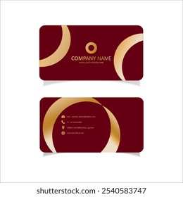 Modern Business Or Visiting Card With Double-Sides Present In bugundy And Golden Color.
