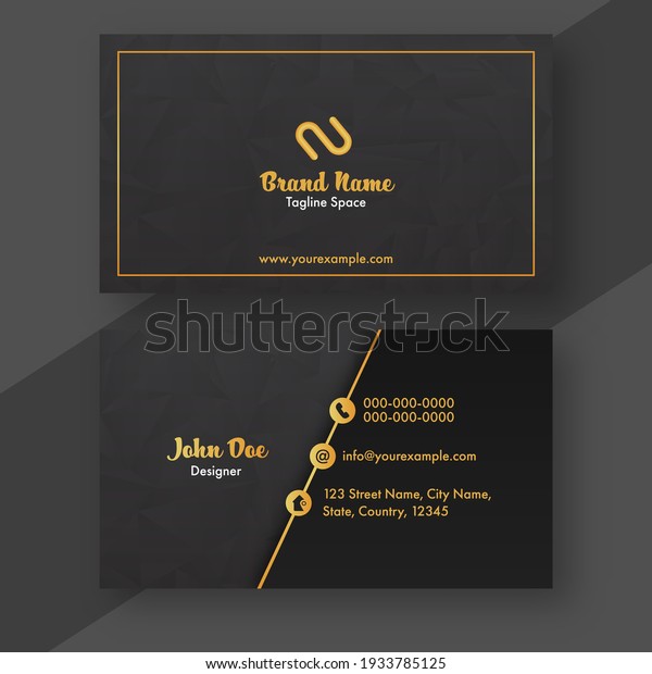 Modern Business Or Visiting Card With\
Double-Sides Present In Black And Golden\
Color.