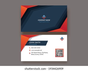 Modern Business Or Visiting Card In Front And Back View.
