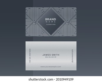 Modern Business Or Visiting Card With Geometric Pattern In Front And Back Side.