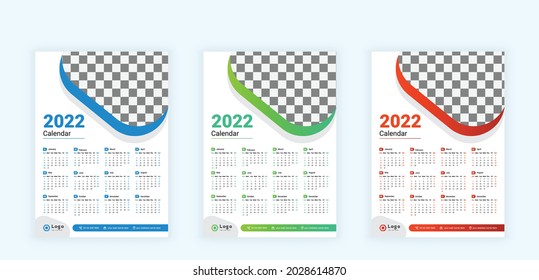 Modern business wall calendar design template 2022