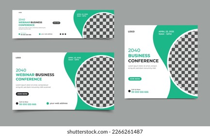 Modern business webinar conference web banner or social media post square banner template design. Business webinar invitation design and Live conference banner design template..eps