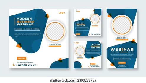 Modern Business Webinar Social Media Post for Online Marketing Promotion Banner, Story and Web Internet Ads Flyer