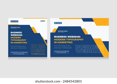 Modern Business Webinar Social Media Template. Business webinar invitation design. Good template for advertising on social media marketing. Vector Illustration.