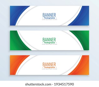 modern business wide banners set in three colors