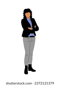 Modern business woman standing vector on white.