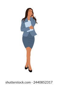 Modern business woman talking by phone Vector.