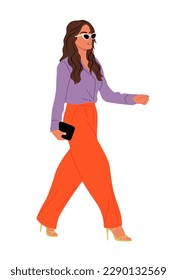 Modern business woman walking Vector on white.