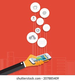 Modern business working mobile idea concepts in flat design for web, mobile applications, seo optimizations, business, social networks, e-commerce,planning and