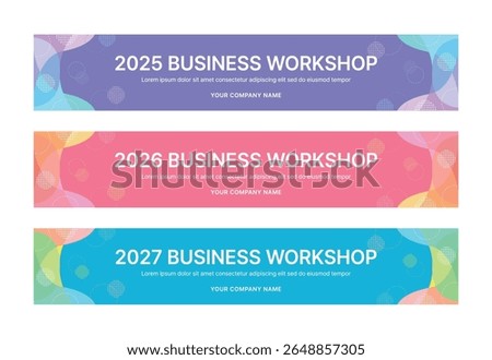 Modern business workshop roll-up banners with arrow graphics symbolizing growth and progress. Perfect for workshops, events, conferences, branding projects, combining style and professionalism.
