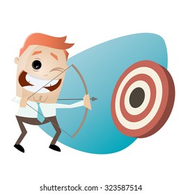 modern businessman with archery bow
