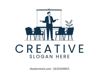 Modern businessman giving presentation in office setting. Ideal for business concepts. meeting ideas