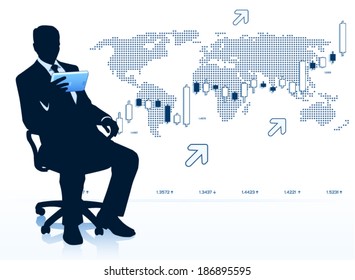 Modern businessman with tablet computer 