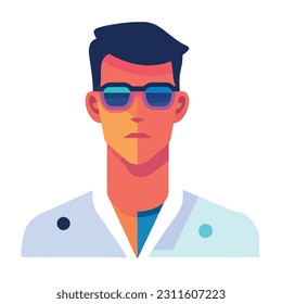 Modern businessman wearing protective eyewear over white