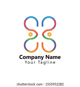  modern butterfly logo with gradient colors. colorfull nature logo