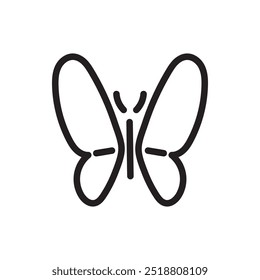 A modern butterfly outline icon with sleek lines, perfect for logos and branding. This vector illustration brings a minimalist touch, making it ideal for nature-inspired designs with a clean aesthetic