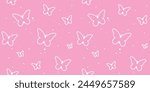 modern butterfly, seamless pattern. butterfly silhouette, simple, repet background. cute, pink drawing for a girl. for print, paper, postcards. art vector illustration. barbie style