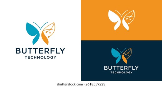 Modern butterfly tech logo template. Fly tech logo design vector illustration