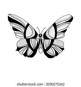 Modern butterfly. Vector Illustration. Drawing for tattoo.