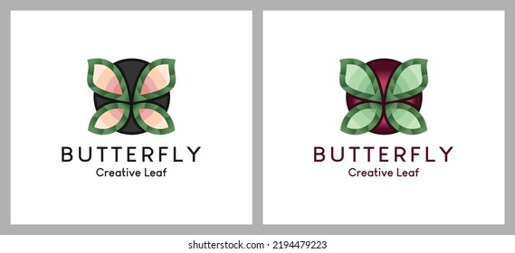 Modern butterfly vector illustration logo design with leaf concept