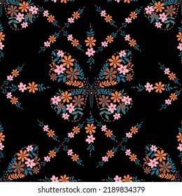 Modern butterfly wing from Liberty smaill flower seamless pattern vecrtor Illustration Design for fashion , fabric, textile, wallpaper, cover, web , wrapping and all prints 