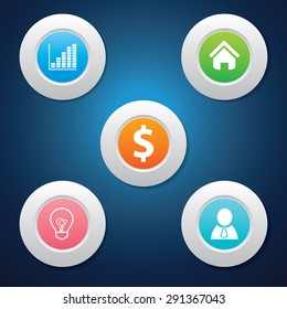 Modern button with Business icon design