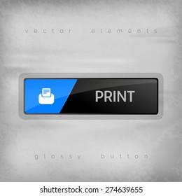 Modern button PRINT with color space for icons. Vector design elements.