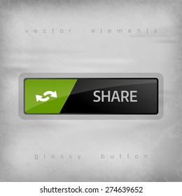 Modern button SHARE with color space for icons. Vector design elements.