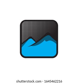 Modern button symbol mountain logo vector design illustration