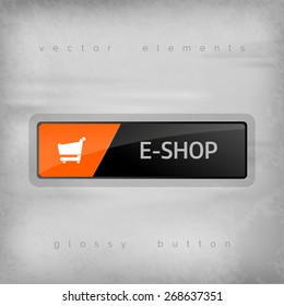 Modern buttons E-SHOP with color space for icons. Vector design elements.