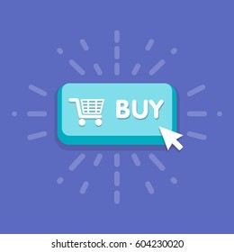 Modern Buy Button Design With Mouse Click Symbol. Vector Illustration.