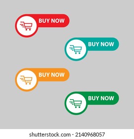 Modern Buy now web button with different  colors vector