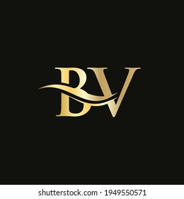 Modern BV logotype for luxury branding. Initial BV letter business logo design vector
