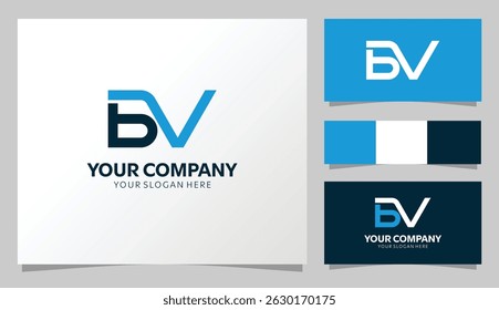 Logo moderno del monograma de "BV" con el concepto azul y oscuro del color