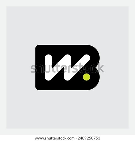 Modern BW Logo Design - Sleek Black and White with Vibrant Accent. Versatile Branding Icon for Tech, Media, or Corporate Identity. Clean, Bold Typography Meets Minimalist Geometric Style. Letters B W.