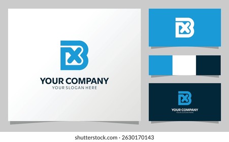 Modern "BX" Monogram Logo with Blue and Dark Color Concept