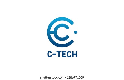 Modern C Initial Logo, C Tech Initial Logo Vector