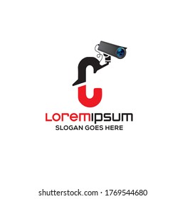 Modern C letter CCTV camera logo design template, Realistic CCTV logo