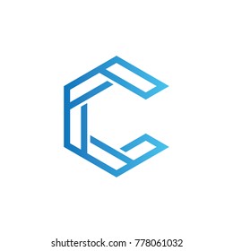 Modern C Letter Logo Design Vector, Mono Line Logo Illustration