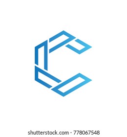 Modern C Letter Logo Design Vector, Mono Line Logo Illustration