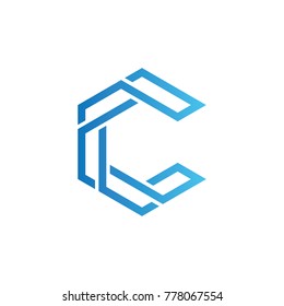 Modern C Letter Logo Design Vector, Mono Line Logo Illustration