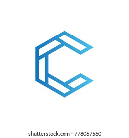 Modern C Letter Logo Design Vector, Mono Line Logo Illustration